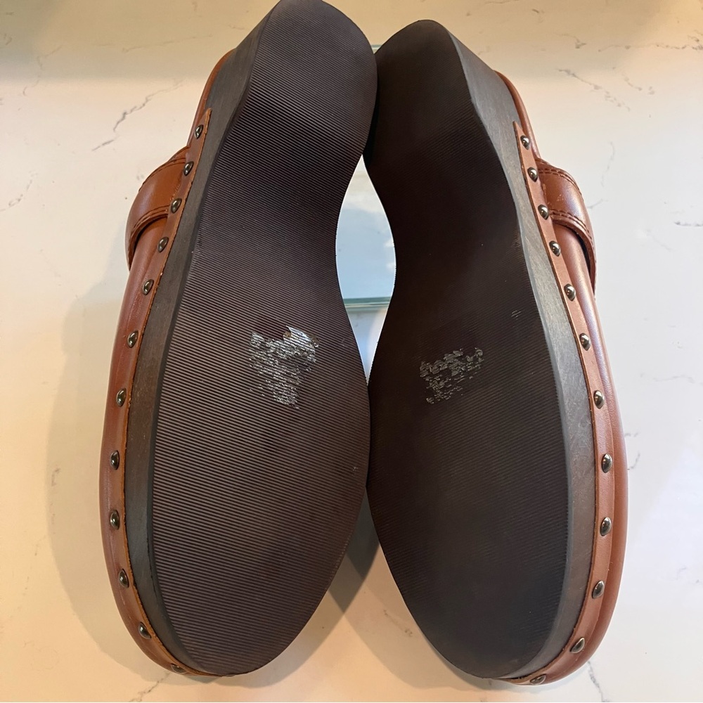 Madewell The Cecily Clog Leather Clogs Sz 6.5 Wood Bottom Studs Boho Comfort - Picture 8 of 13